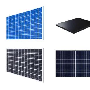 Verschiedene Arten von Solarpanels nebeneinander ausgestellt