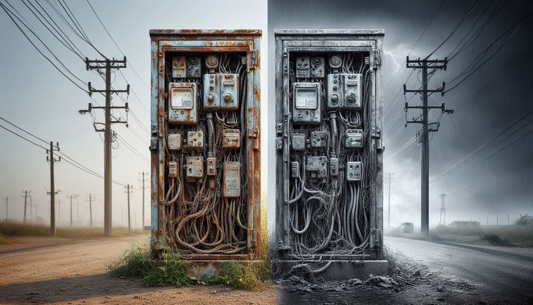 Comparación de cables eléctricos de cobre y aluminio uno al lado del otro, destacando sus diferentes propiedades y usos.