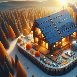 Un sistema de paneles solares en el techo de una casa diseñado para calefacción del hogar
