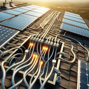 Panneaux solaires installés sur un toit, en attente de la connexion de l'inverter