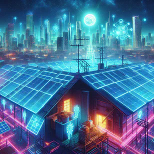 Panneaux solaires sur un toit orienté Est-Ouest sous un ciel dégagé, illustrant une installation solaire efficace