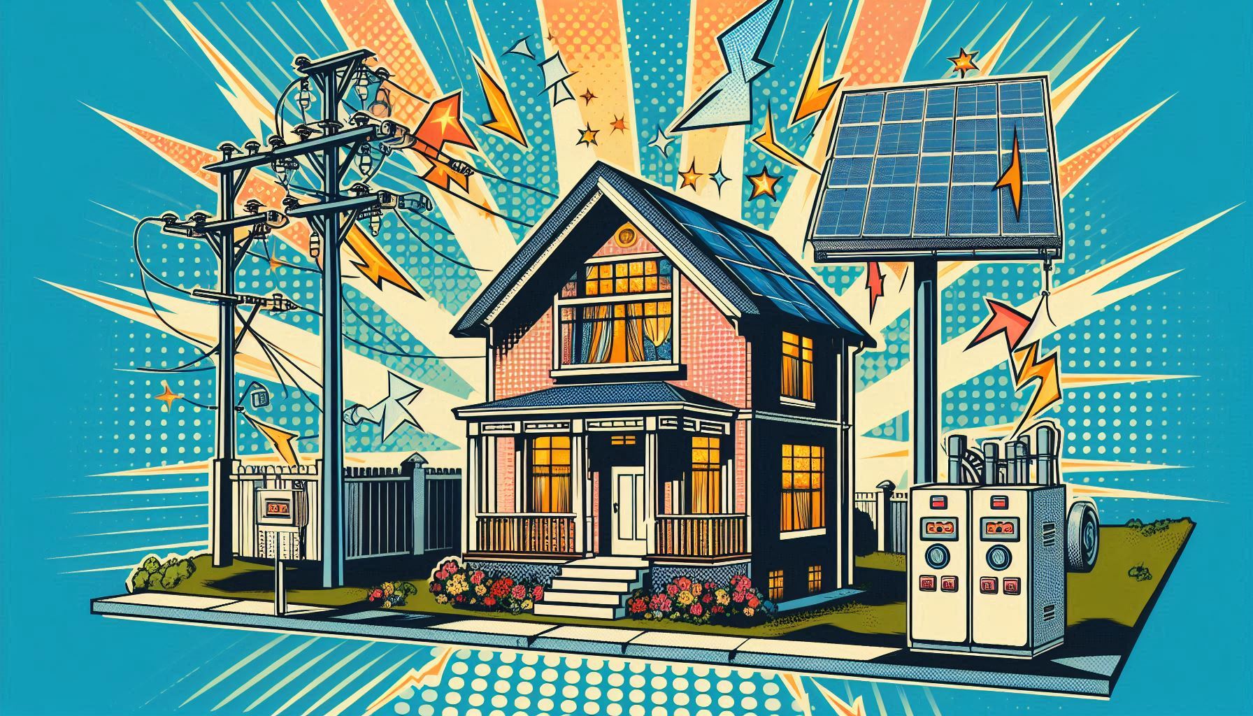 Egyfázisú inverter csatlakoztatva egy háztartás háromfázisú áramellátó rendszeréhez, részletes vezetékezési diagrammal