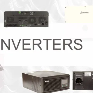 Diagram inverter yang menunjukkan konversi DC ke AC dengan contoh gelombang sinus murni dan gelombang sinus modifikasi