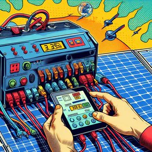 Stabilizzatore di tensione che mostra la corrente mentre è collegato a un inverter solare