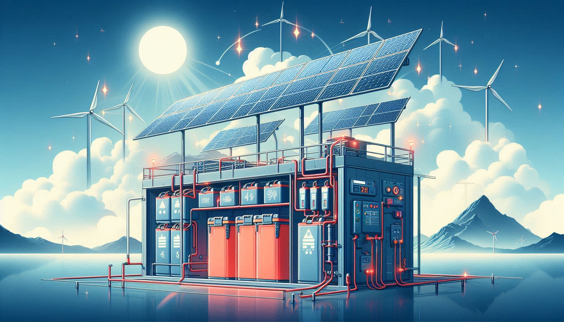 Sistem bateri voltan tinggi yang dipasang dalam setup solar