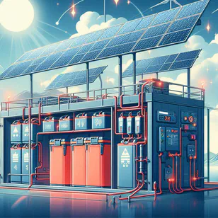 Sistem bateri voltan tinggi yang dipasang dalam setup solar