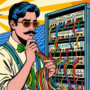 Pengodakan warna kabel yang betul untuk pemasangan inverter solar dan sistem UPS, memaparkan pelbagai warna kabel untuk sambungan fasa, neutral, dan tanah