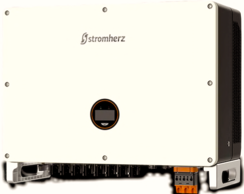 Gambar inverter grid-tie, yang menukar elektrik DC dari panel solar menjadi elektrik AC dan menyegerakkannya dengan grid untuk penggunaan langsung atau eksport kembali ke grid elektrik