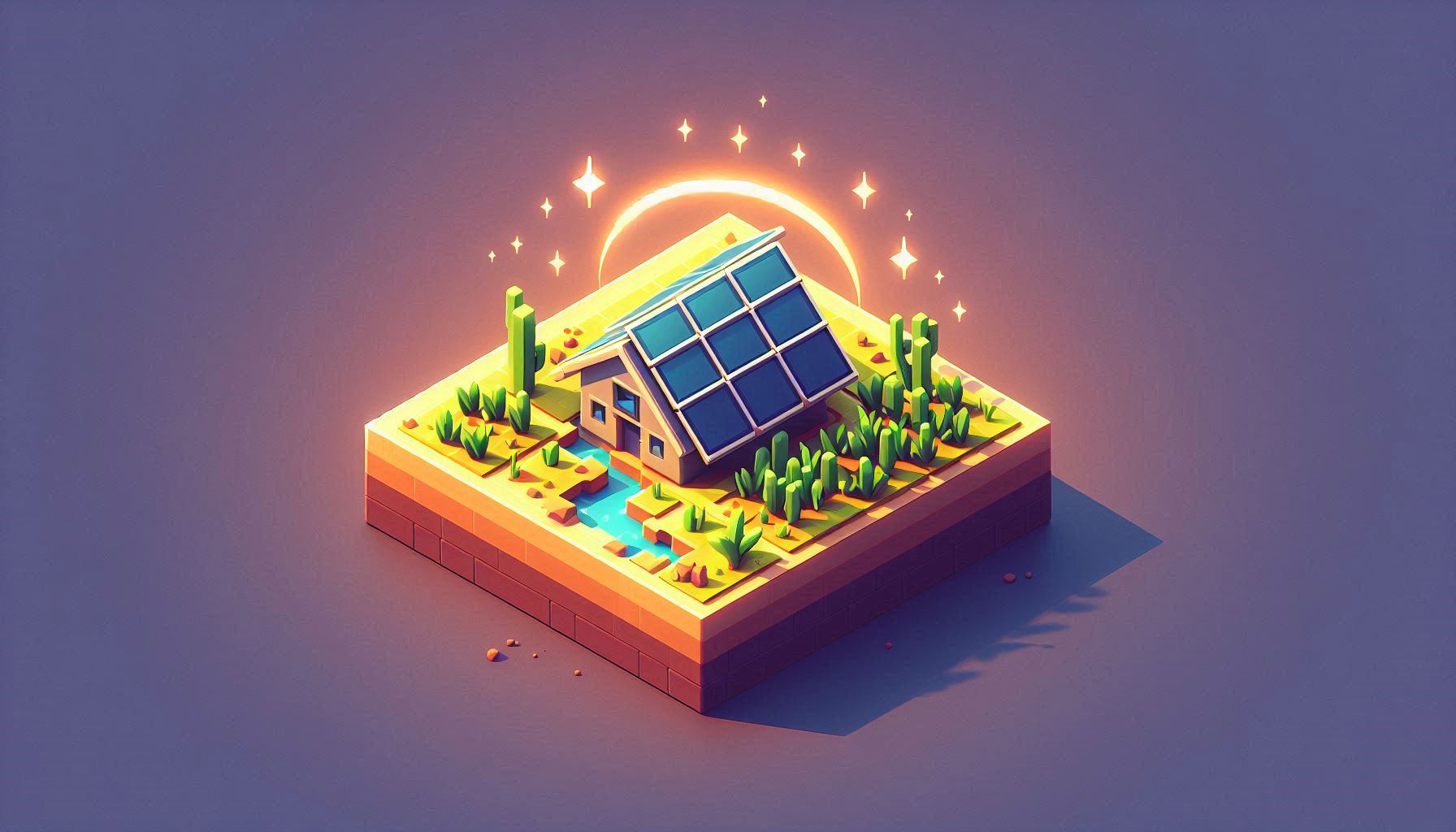 Panel solar kaca-kaca kecil dipasang di atap kediaman, menunjukkan ketahanan dan reka bentuk yang elegan
