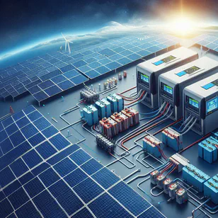Drie enkelfasige omvormers aangesloten op zonnepanelen en batterijen