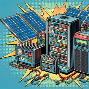 Diagram som viser komponentene og funksjonen til solinvertere og UPS-systemer