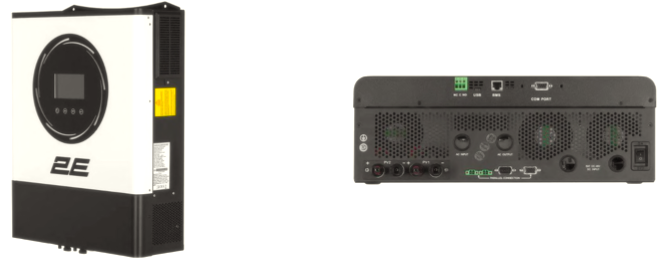 Picha ya inverter ya jua isiyo na mtandao, kifaa kinachobadilisha umeme wa DC kutoka kwa paneli za jua kuwa umeme wa AC kwa matumizi ya nyumbani, ambayo kwa kawaida hutumiwa katika mifumo ambapo gridi ndiyo chanzo kikuu cha umeme na nguvu ya jua ni ya ziada