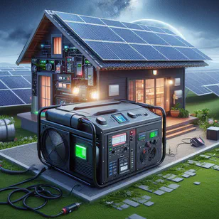 Máy phát điện được kết nối với hệ thống năng lượng mặt trời và bộ dự phòng pin UPS.